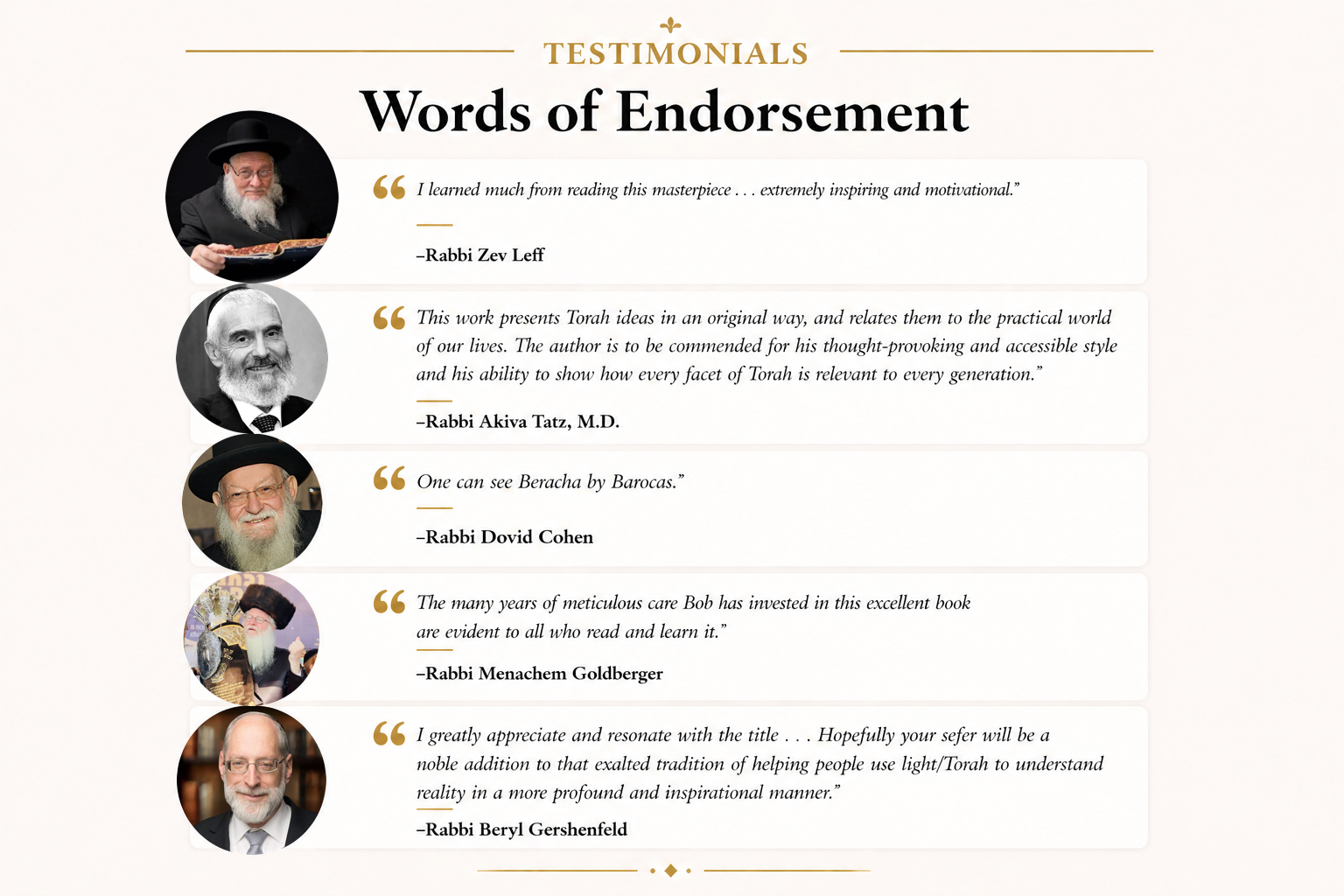 Testimonials for Rabbi Bob Barocas Testimonials for Rabbi Bob Barocas