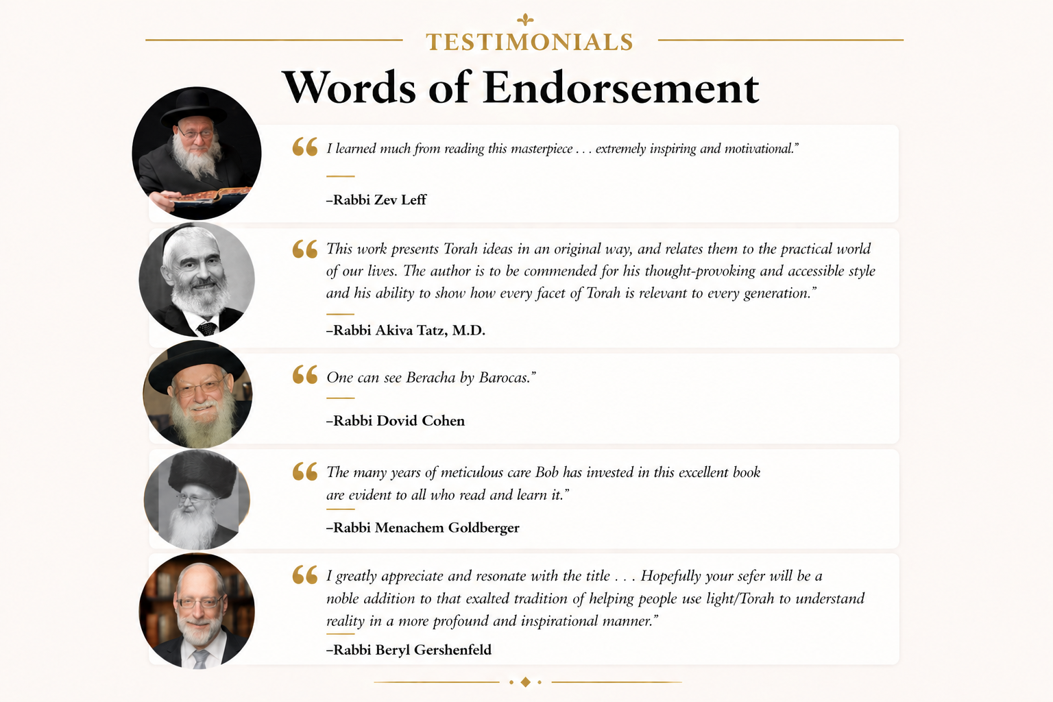 Testimonials for Rabbi Bob Barocas