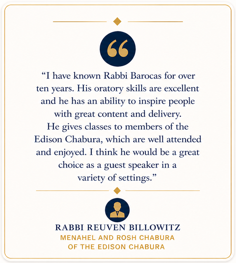 Rabbi Reuven Billowitz Testimonial for Rabbi Bob Barocas